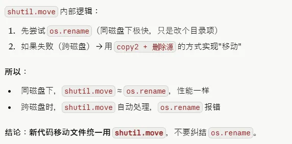 shutil.move 跨目录移动文件的结果